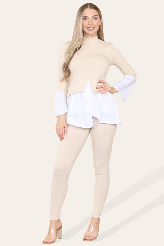 Ribbed Lounge Wear Flared Shirt and Leggings Co-Ord Set - AX Labels