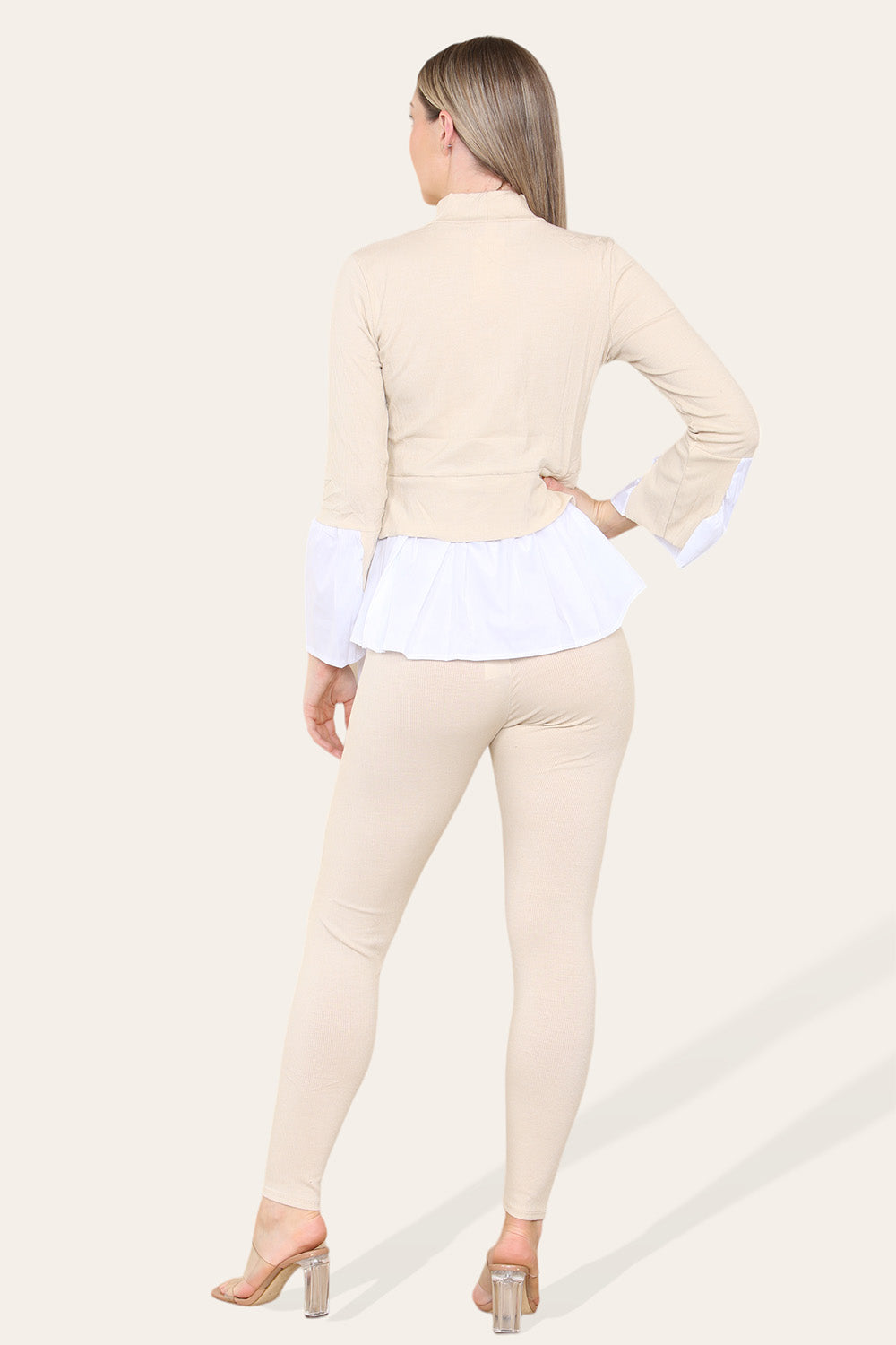 Ribbed Lounge Wear Flared Shirt and Leggings Co-Ord Set - AX Labels