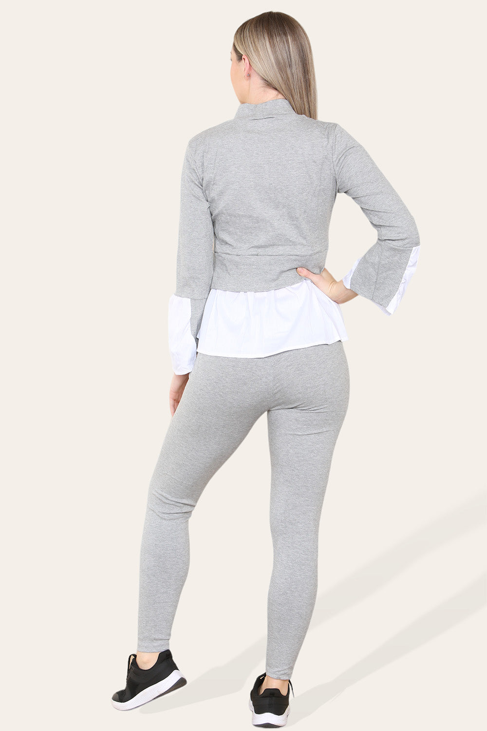 Ribbed Lounge Wear Flared Shirt and Leggings Co-Ord Set - AX Labels