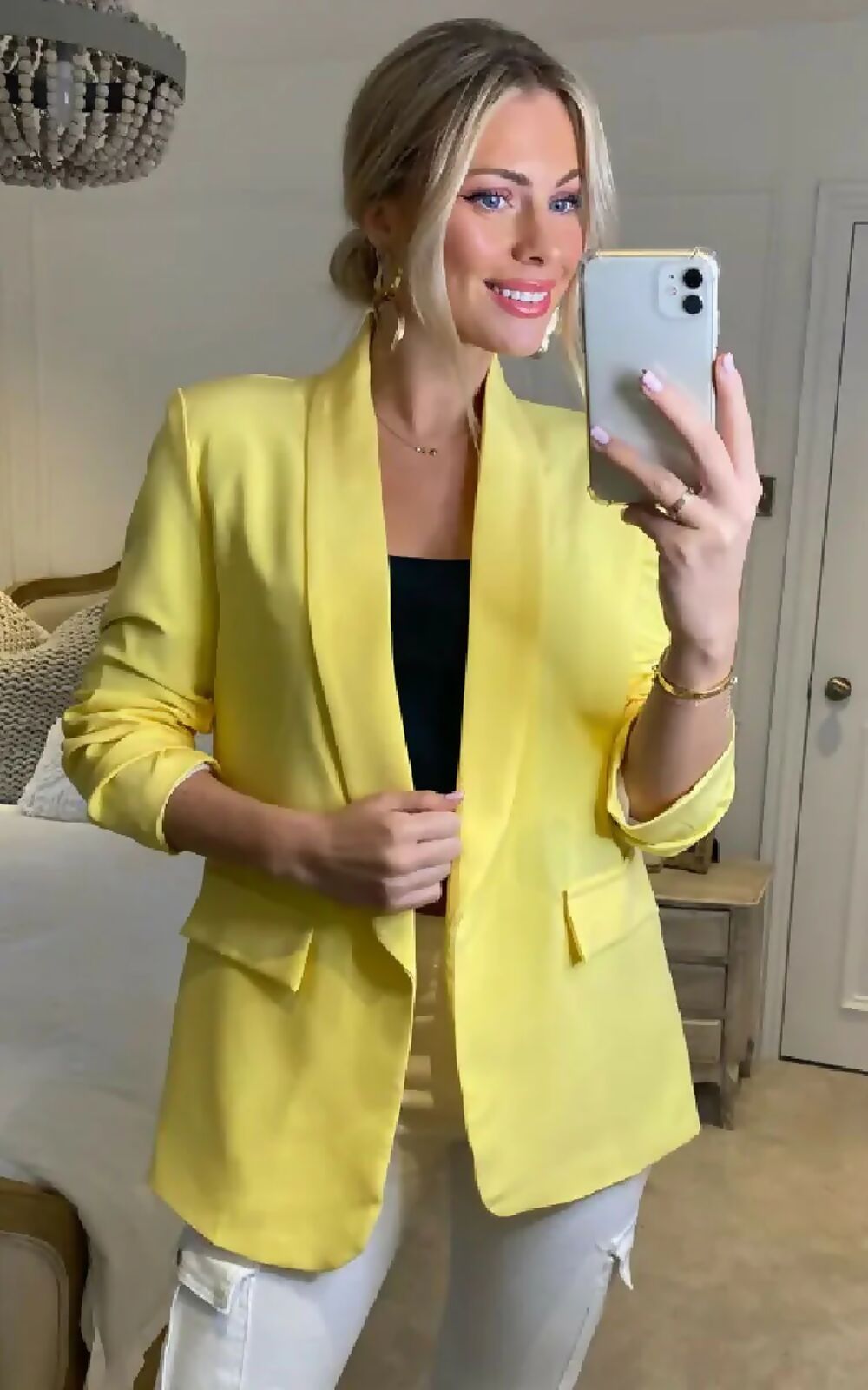 Ruched Sleeve Blazer