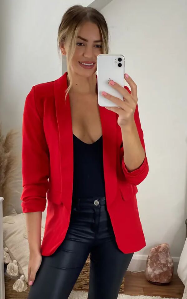 Ruched Sleeve Blazer