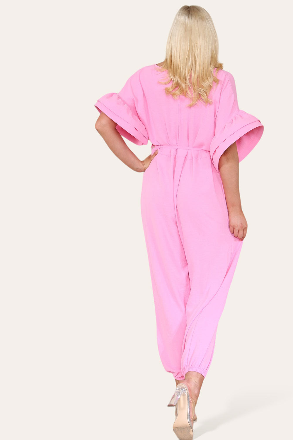 Ruffle Sleeves Frill Tie Jumpsuit - AX Labels