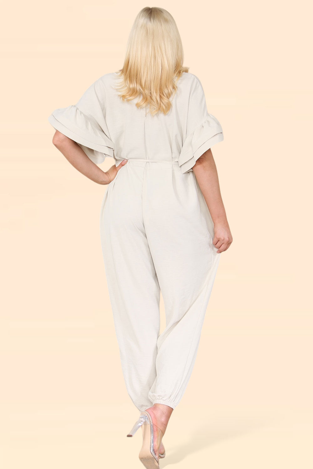 Ruffle Sleeves Frill Tie Jumpsuit - AX Labels