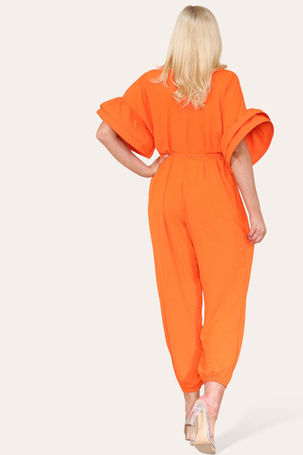 Ruffle Sleeves Frill Tie Jumpsuit - AX Labels
