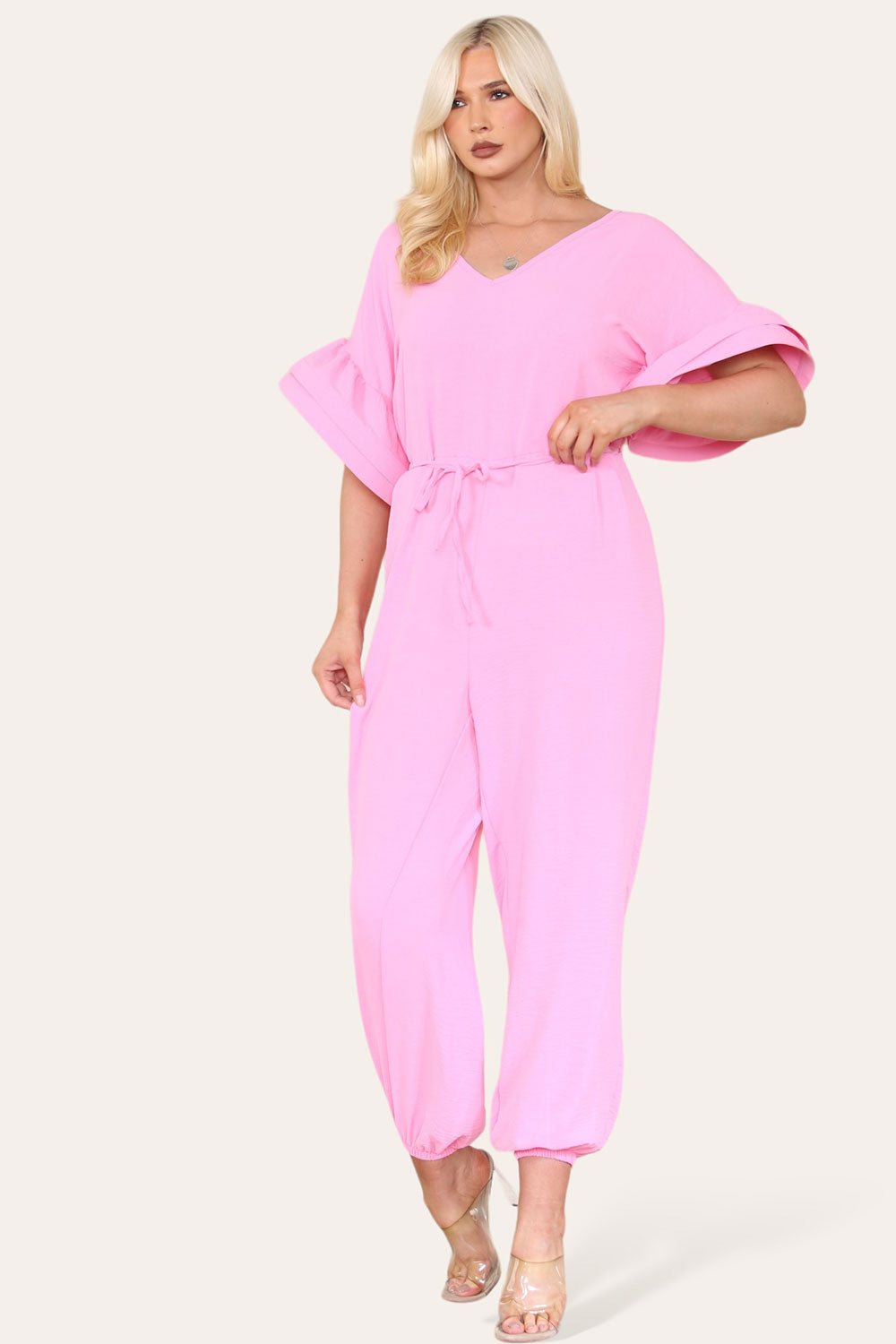 Ruffle Sleeves Frill Tie Jumpsuit - AX Labels