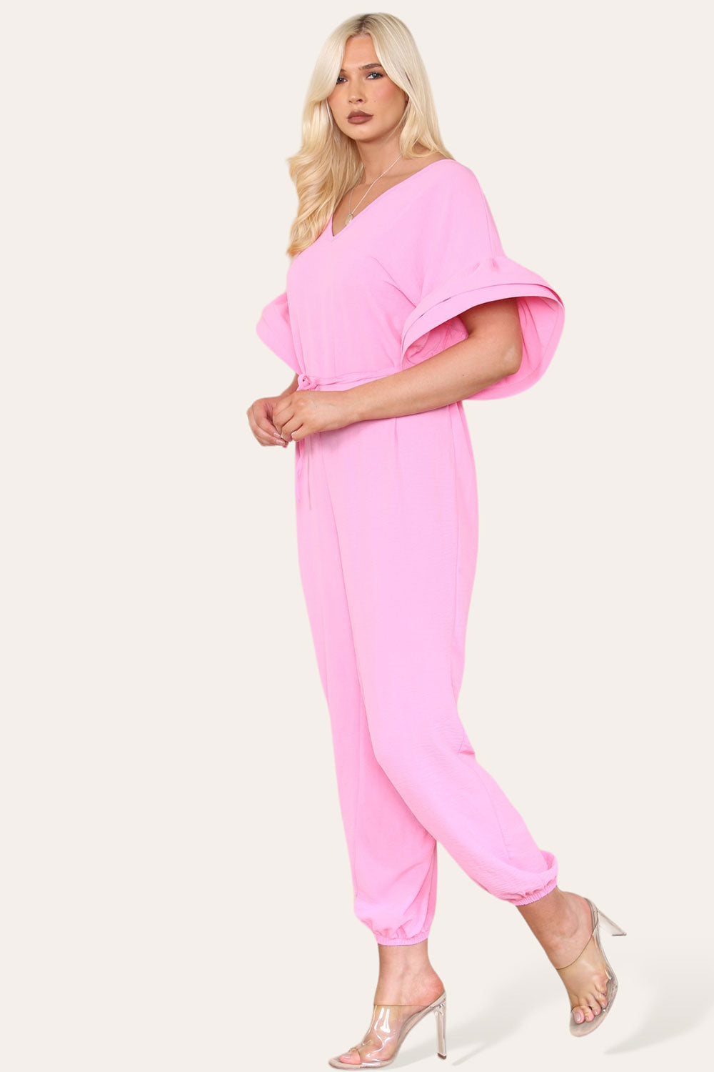 Ruffle Sleeves Frill Tie Jumpsuit - AX Labels