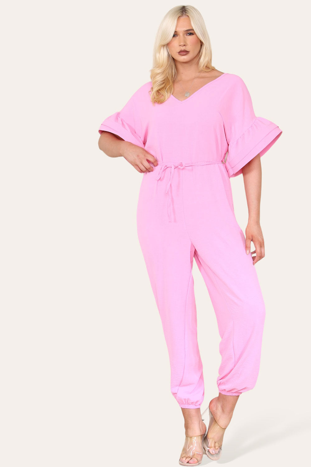 Ruffle Sleeves Frill Tie Jumpsuit - AX Labels