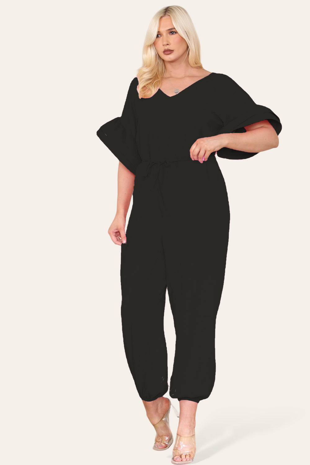 Ruffle Sleeves Frill Tie Jumpsuit - AX Labels