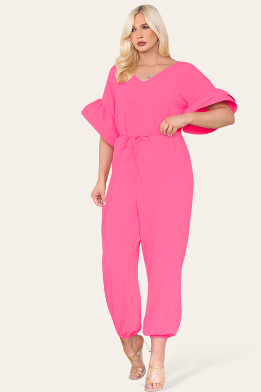 Ruffle Sleeves Frill Tie Jumpsuit - AX Labels