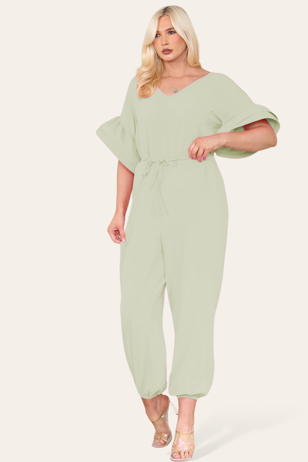 Ruffle Sleeves Frill Tie Jumpsuit - AX Labels