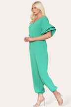 Ruffle Sleeves Frill Tie Jumpsuit - AX Labels