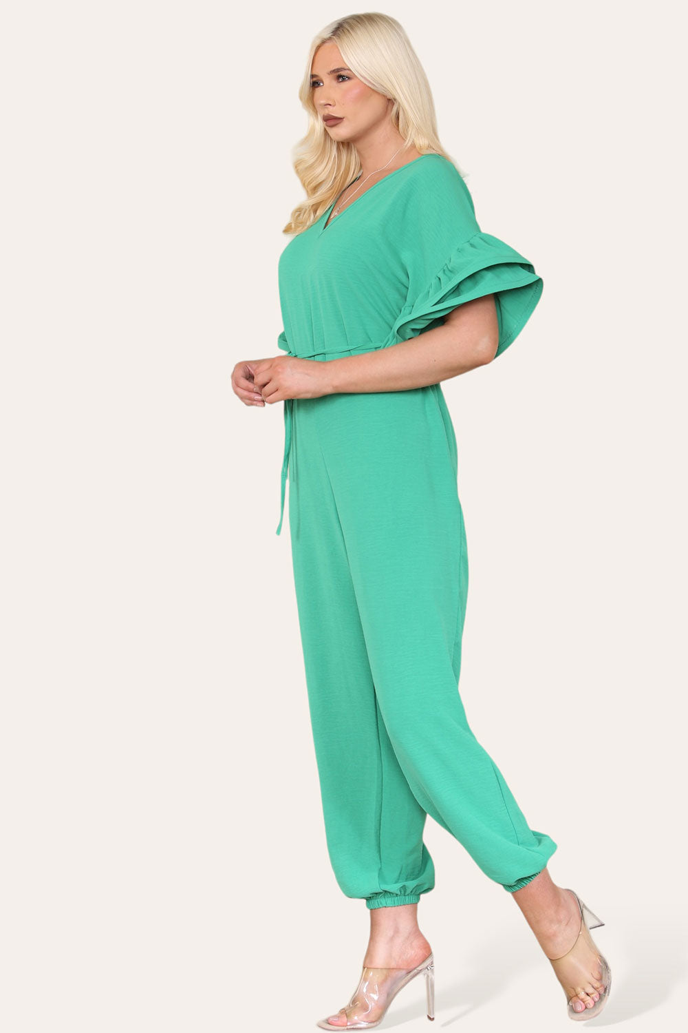 Ruffle Sleeves Frill Tie Jumpsuit - AX Labels