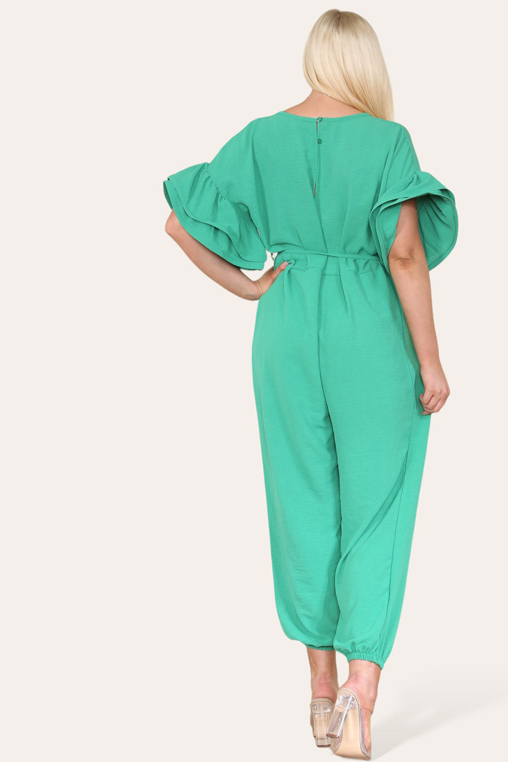Ruffle Sleeves Frill Tie Jumpsuit - AX Labels