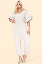 Ruffle Sleeves Frill Tie Jumpsuit - AX Labels