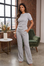 Side Cinched Flared Trousers Set
