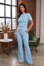 Side Cinched Flared Trousers Set