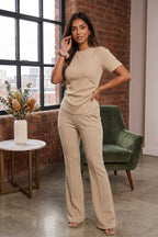 Side Cinched Flared Trousers Set