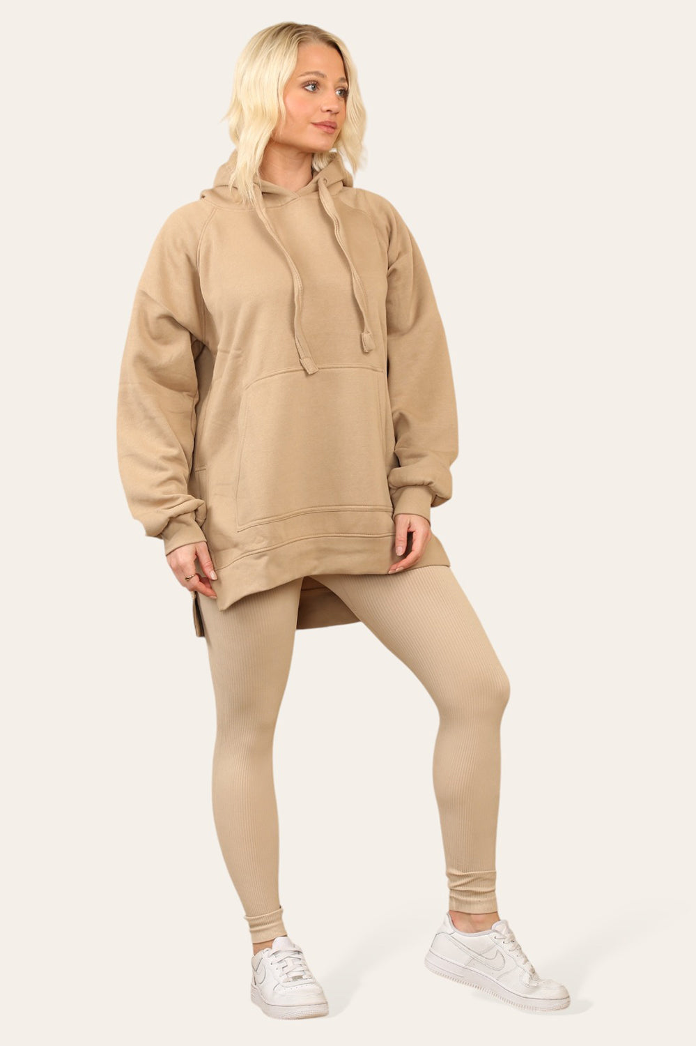 Side Split Front Pocket Over Size Hoodie