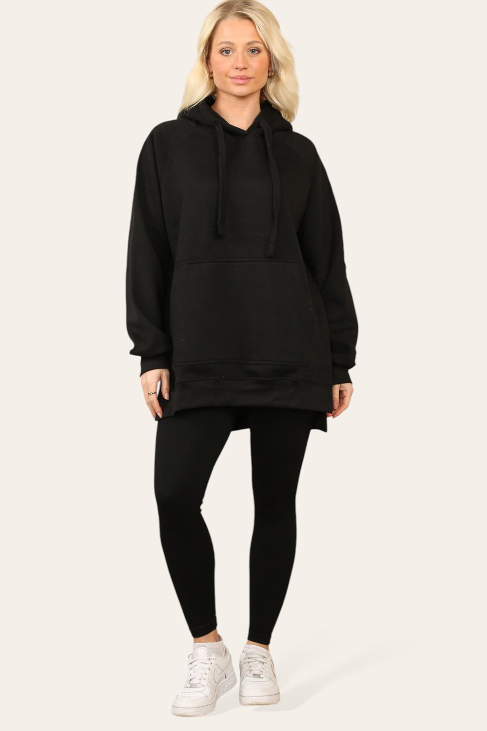 Side Split Front Pocket Over Size Hoodie