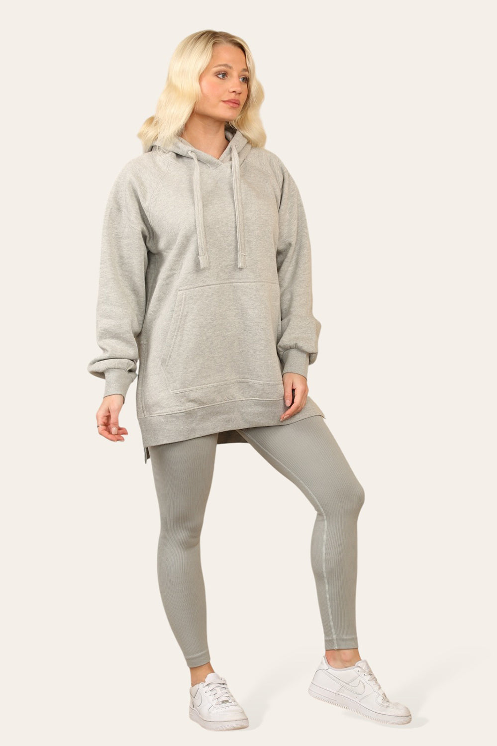 Side Split Front Pocket Over Size Hoodie