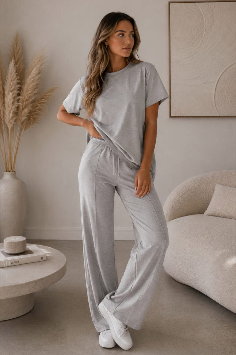 Side Cinched Flared Trousers Set
