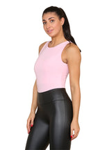 Slinky Racer Round Neck Double Layered Top Bodysuit - AX Labels