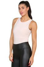 Slinky Racer Round Neck Double Layered Top Bodysuit - AX Labels