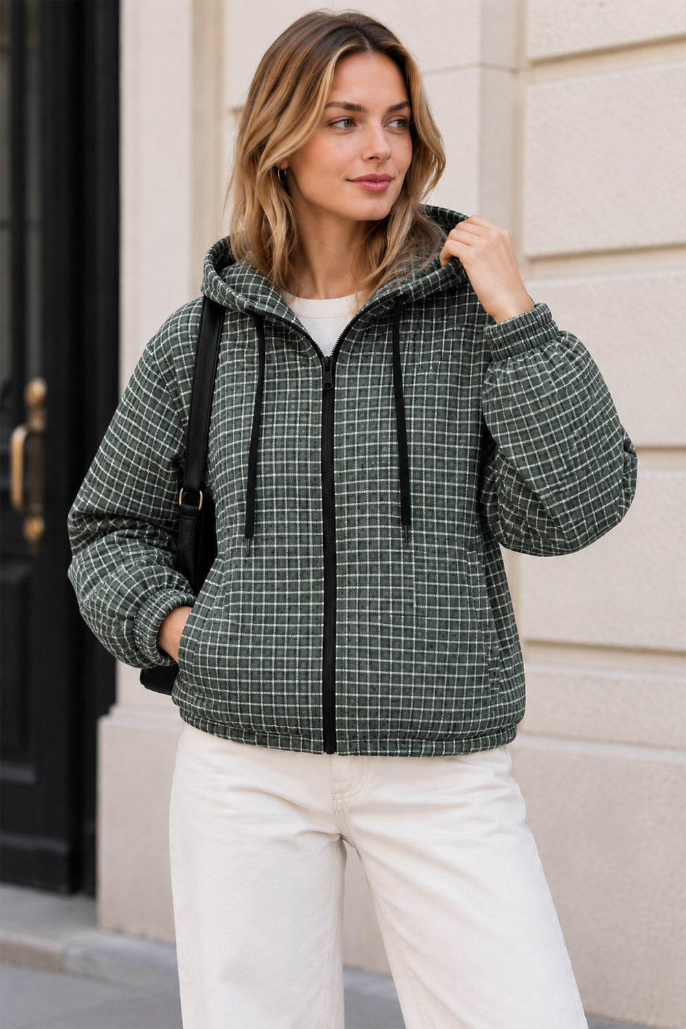 Small Checkered Inspired Designer Hooded Jacket
