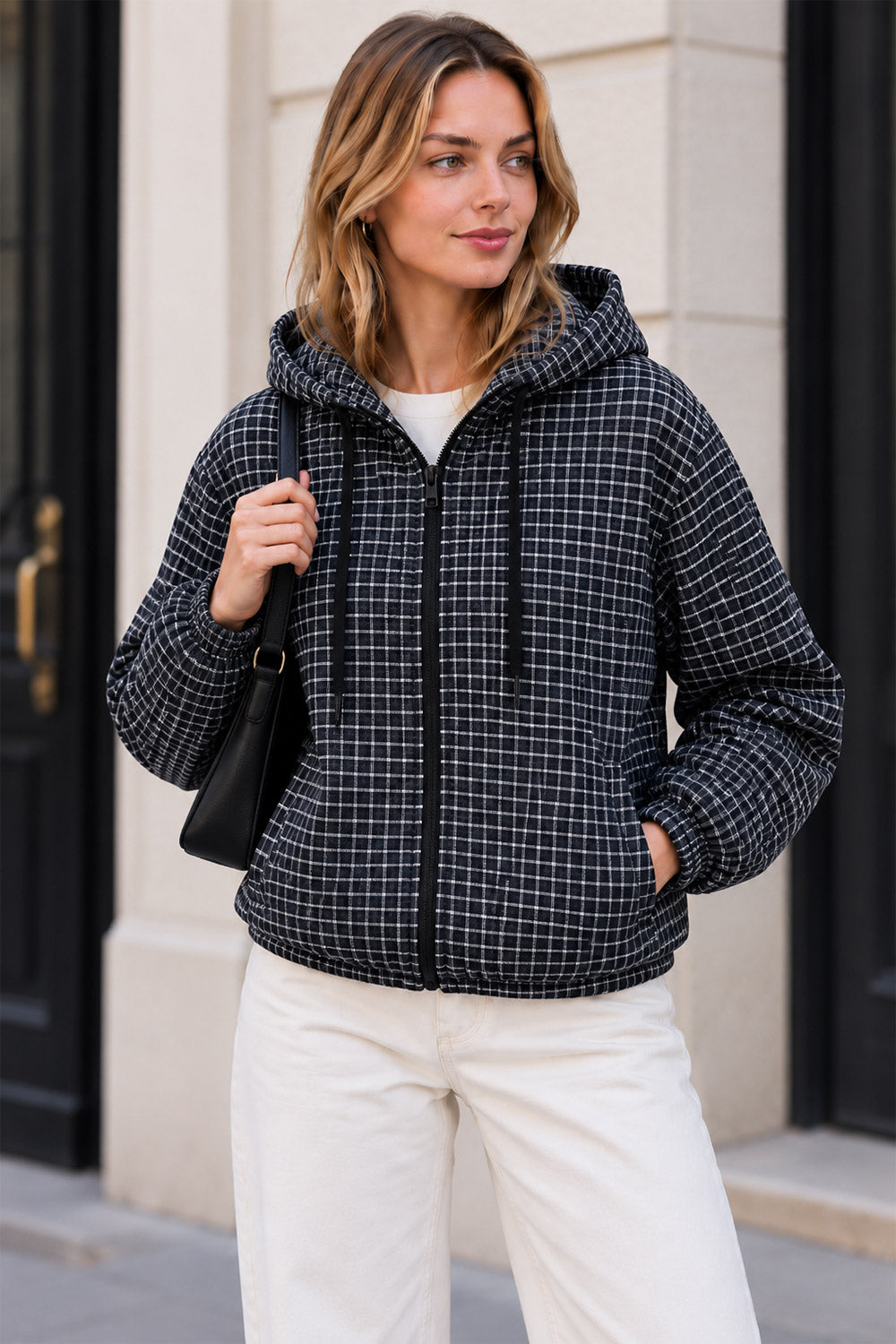 Small Checkered Inspired Designer Hooded Jacket