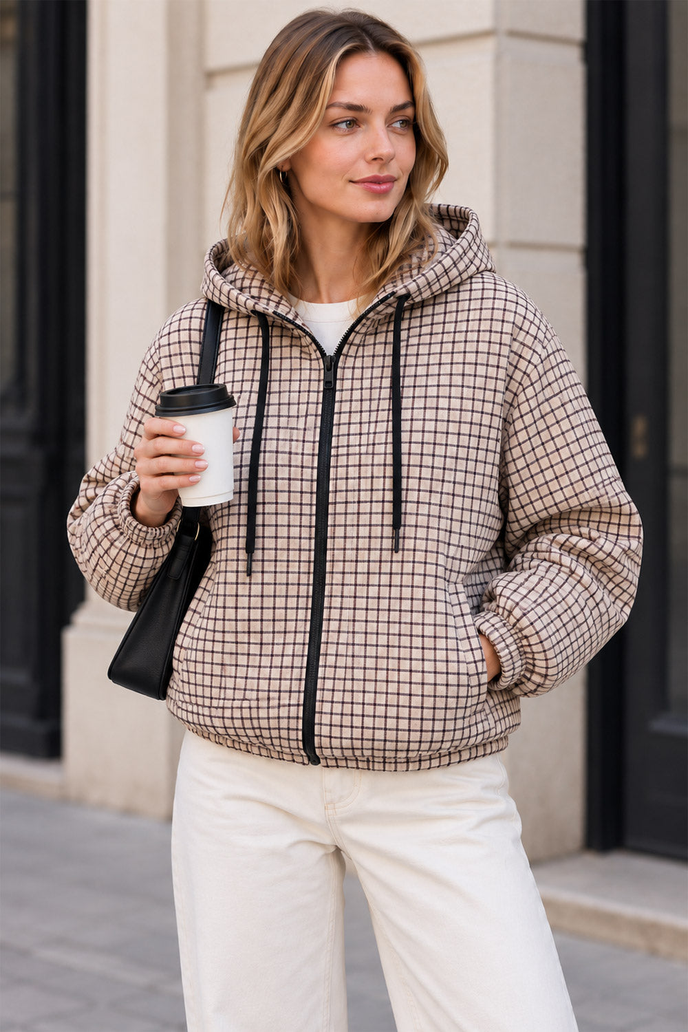 Small Checkered Inspired Designer Hooded Jacket