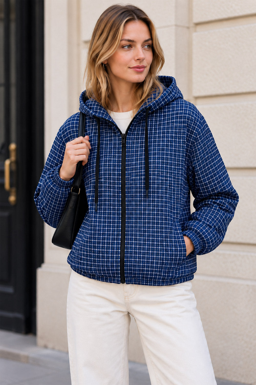 Small Checkered Inspired Designer Hooded Jacket