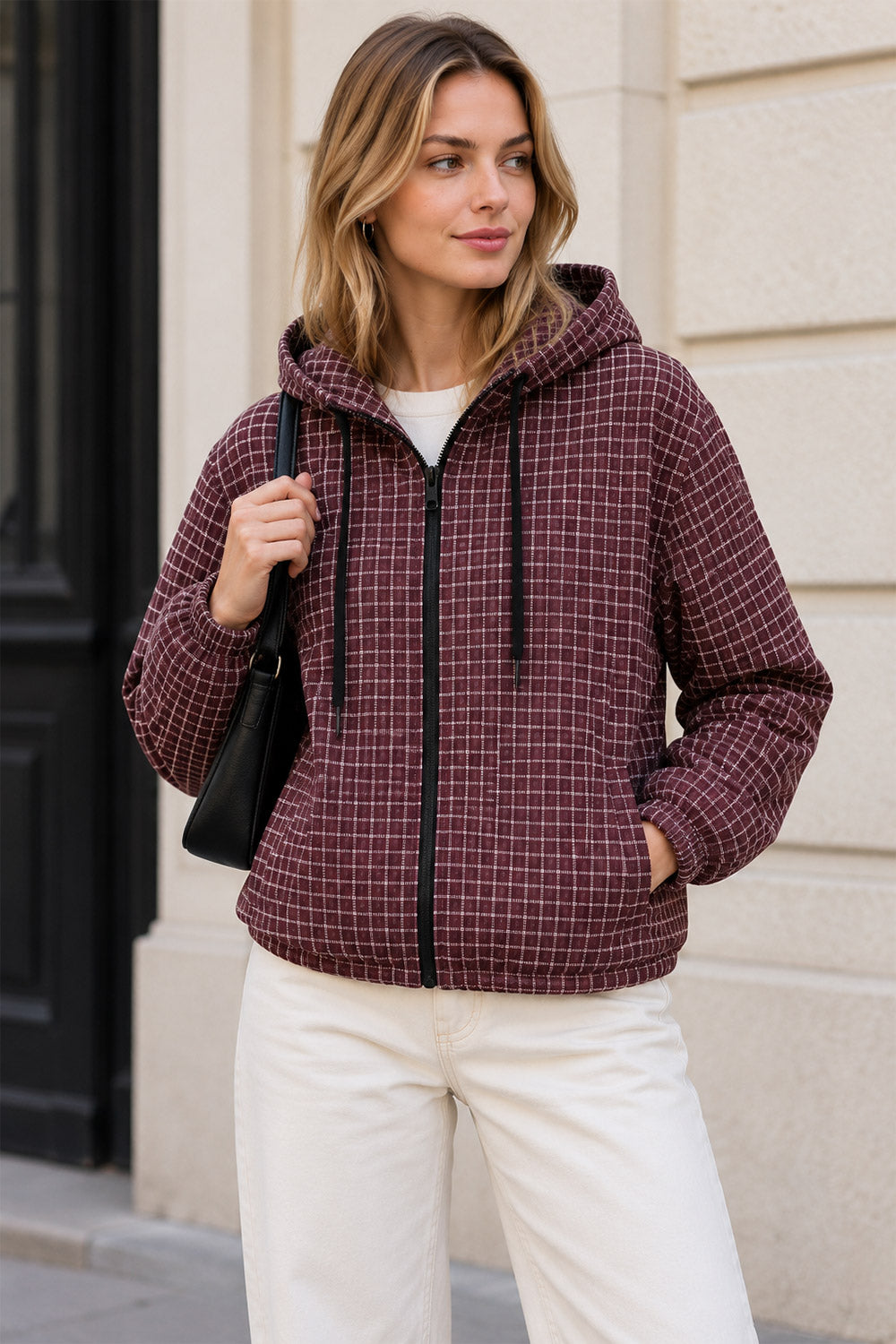 Small Checkered Inspired Designer Hooded Jacket