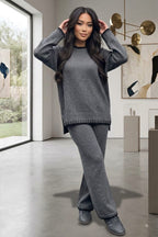 Stitched Stylish 2-Piece Knitted Lounge Comfort Co-Ord Set