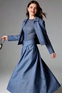 Striped Cotton Skirt with Elastic Waist