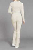 Super Active Zip Top and Push Up Flared Trousers Ruched Bum Gym Set