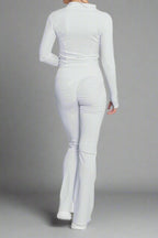 Super Active Zip Top and Push Up Flared Trousers Ruched Bum Gym Set