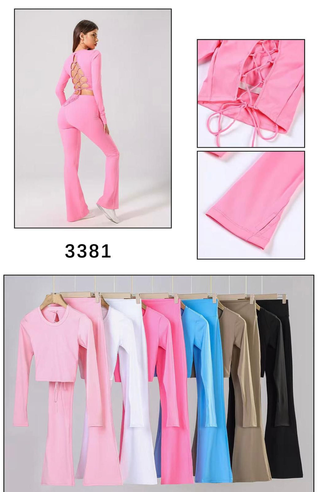 Super Fitness Cutout Round Neck Cross Back Syoga Wrap Top Active Gym Set