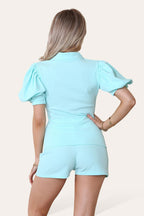 Tie Belt Button Shorts Set - AX Labels