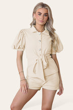 Tie Belt Button Shorts Set - AX Labels