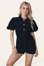 Tie Belt Button Shorts Set - AX Labels