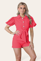 Tie Belt Button Shorts Set - AX Labels