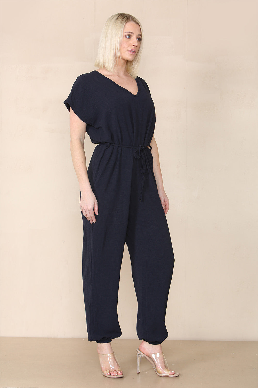 Tie Waist Stylish Harem Jumpsuit - AX Labels