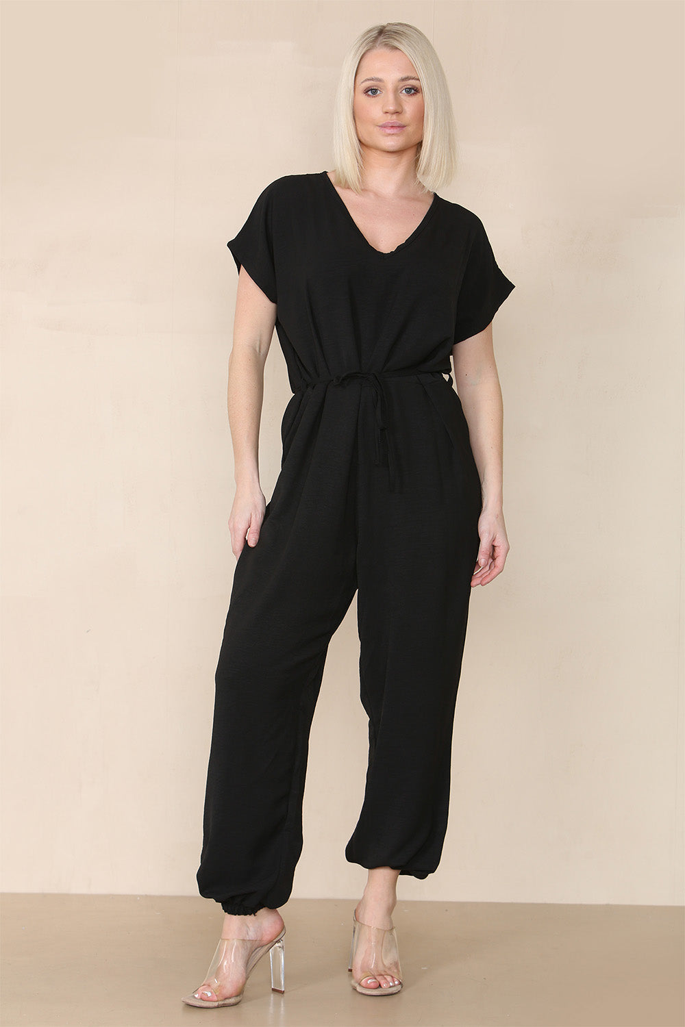 Tie Waist Stylish Harem Jumpsuit - AX Labels