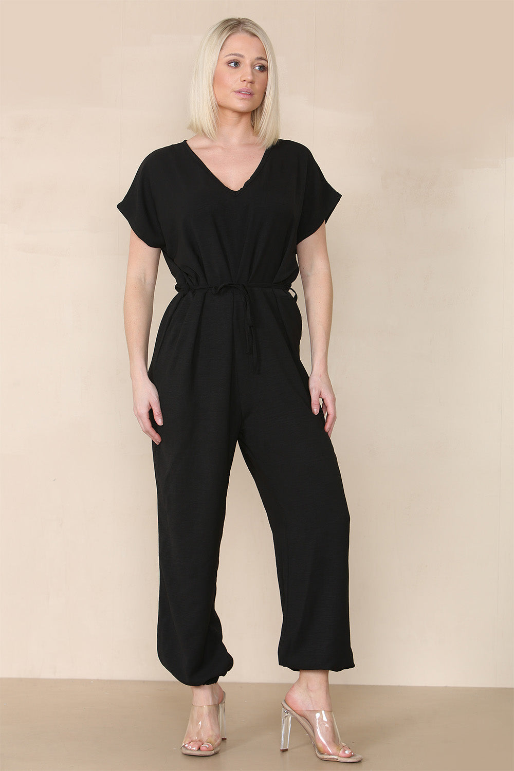 Tie Waist Stylish Harem Jumpsuit - AX Labels