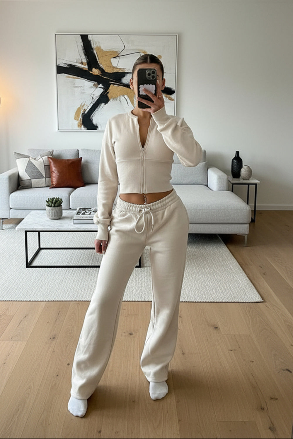 Wide Leg Zip Crop Tracksuit