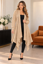 Women’s Ladies Long Sleeve Fishnet Waterfall Cardigan