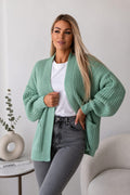 Ladies Over-sized Cropped Short Balloon Pocket Knitted Cardigan