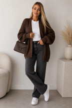 Womens Crop Balloon Pocket Cardigan