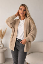 Womens Crop Balloon Pocket Cardigan