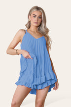 Cami Pleated Frill Hem Top & Matching Frill Shorts Co-Ord Set - AX Labels